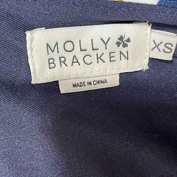 Molly Bracken Front Keyhole Fit and Flare Dress Navy White Floral Size XS Extra - Picture 4 of 7